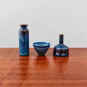 Rare Vintage Carl-Harry Stålhane Rörstrand Blue Stoneware Miniatures - Picture 1 of 3