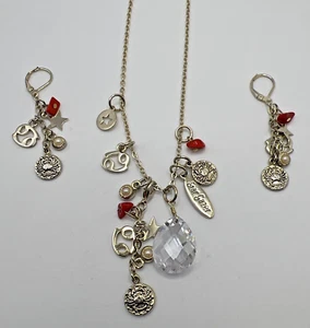Kirks Folly Cancer Astrology Necklace & Dangle Earring Set ST - Picture 1 of 11