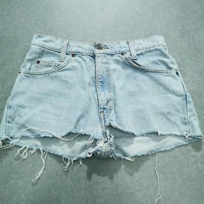 Levi's 550 Shorts Jeans Womens W28 Light Blue Orange Tab Vintage Denim Cut Off - Image 1 of 4