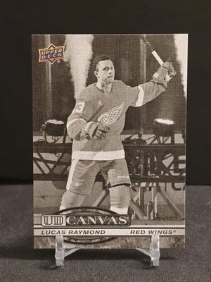 2025-26 Upper Deck Series 1 Lucas Raymond UD Canvas Black And White SP #C-21 - Image 1 of 4