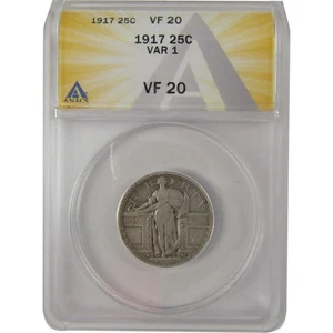1917 Type 1 Standing Liberty Quarter VF 20 ANACS Silver SKU:I20214 - Picture 1 of 4