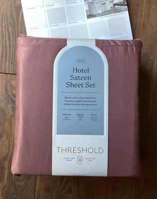 Threshold Hotel Sateen 6 Piece Sheet Set. King Size. Dim Berry 4 Cases 800ct - Image 1 of 4