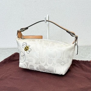 Coach Signature Bee Embroidery Pouch Accessory pouch, handbag vintage Used - Picture 1 of 12