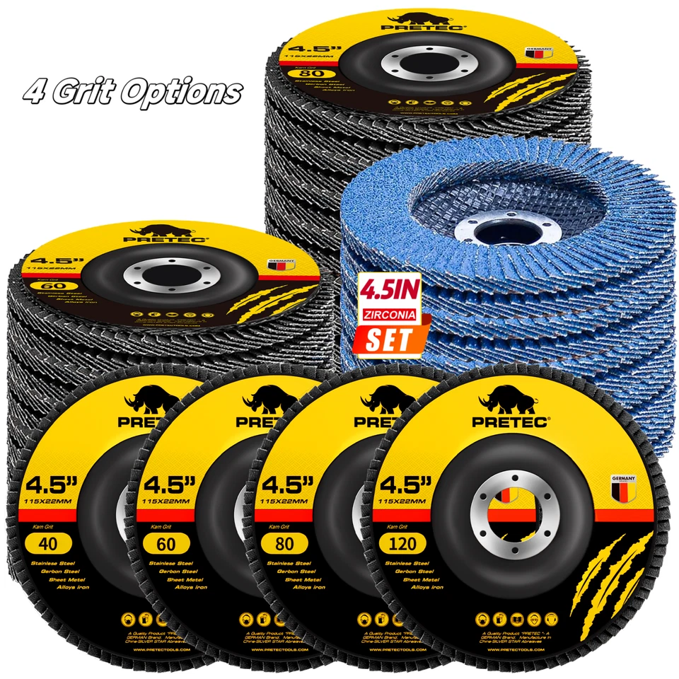 Zirconia Flap Discs 4-1/2" x 7/8" 40/60/80/120 Grit – Angle Grinder Metal/Wood - Image 1 of 1