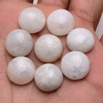 8 Pcs Natural Moonstone 15mm Round Cabochon Untreated Huge Loose Gemstones Lot - Image 1 of 4