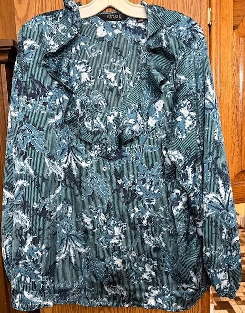 #2374 Isaac Mizrahi Live! Блузка с принтом Estate с оборками размер L - Изображение 1 из 1