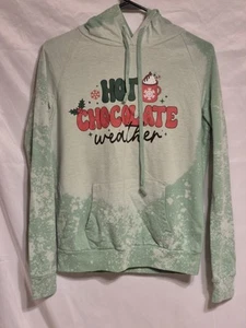 Nueva sudadera con capucha personalizada blanqueada para clima de chocolate caliente talla pequeña - Imagen 1 de 9