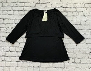 Oh! Mamma Women’s M Maternity Privacy Nursing Breastfeeding Black Blouse Top - Picture 1 of 15