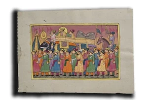 Large Maharajah Procession Handmade Painting 5.75 x 8 in "PN6828" - Picture 1 of 3
