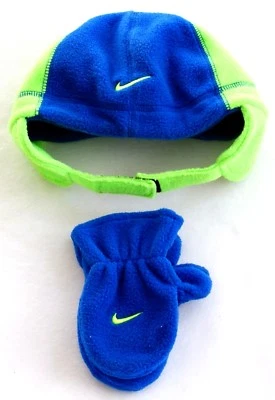 Nike Azul y Verde Polar Invierno Sombrero y Mitones Niño 2-4T Niño Pequeño 2T - 4T Nuevo con Etiquetas Foto 1 de 2