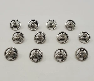 12 pcs Horse Head in Frame Silver Molded Plastic Craft Sewing Shank Buttons VTG - Picture 1 of 2