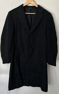 Canali Cashmere Made In Italy Men Overcoat Black Size 34 50 Large Long Business - Picture 1 of 13