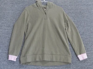 Lands End Hoodie Womens Small Green Long Sleeve Solid Serious Sweats Cotton - Picture 1 of 7