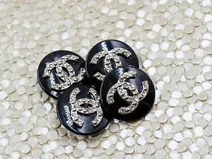 Set of 4 Black and Silver Buttons Chanel Replacement Buttons - Picture 1 of 3