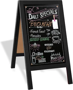 Wooden A-Frame Chalkboard Sign with Eraser - 40 X 20 Inch Magnetic Sidewalk Menu - Picture 1 of 7