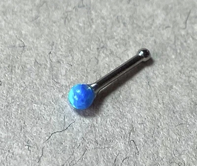 1pc Opal Ball Surgical Steel 20g Nose Stud Bone Ring - choose color - Image 1 of 4