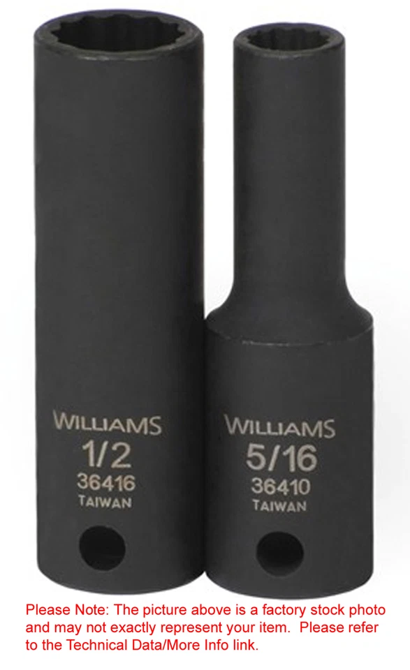 WILLIAMS, A SNAP-ON INDUSTRIAL BRAND 3/8"12Pt Impact Deep 3/8"Drive Supertorque Black Industrial Socket 36412