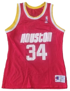 Houston NBA 90s Hakeem Olajuwon 1991-1992 Jersey Champion Sz 40 RARE Vintage - Picture 1 of 7