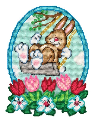 Plastic Canvas Kit ~ Design Works Bunny on Swing Wall Hanging #DW3661 - Image 1 of 4