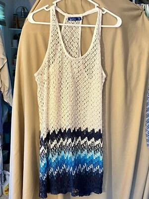 SW1--Apt 9. Traje de baño para mujer cubre blanco, azul, encaje XL. Foto 1 de 4