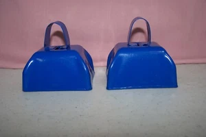 (2) Beautiful 3" x 3" x 2" Decorative Bells Cowbells Solid Blue Sorority Colors - Picture 1 of 5