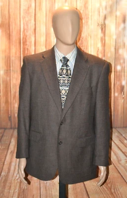 Savile Row 40 Men 100% Wool Check Brown Elbow Patch Sports Coat Sz 42R Foto 1 de 4