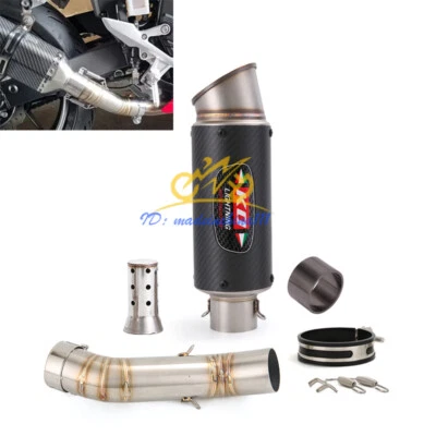 For Honda CBR500R CB500F 2016-2025 Slip On Carbon Muffler Exhaust Tips Mid Pipe - Image 1 of 4