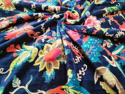 5 Yard Black Floral Velvet Soft Dress Material Fabric Curtain making fabric - Image 1 of 4