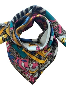 Pineda Covalin Mexico Large 100% silk scarf rare abstract art - Picture 1 of 15