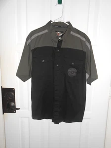 Harley Davidson Camicia con Collo e Bottoni Grigio Nero Uomo Large - Foto 1 di 3