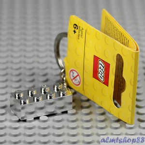 LEGO - Chrome Silver 2x4 Brick Keychain Keyring Limited Edition Block Metallic - Picture 1 of 1
