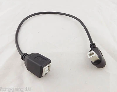 USB 2.0 B Female To Down Angle USB B Male Printer Short Data Cable Adapter Black - Image 1 of 4