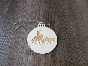 SAMMLERSTÜCK HOLZ WYOMING STEER ROPING WEIHNACHTSSCHMUCK - Bild 1 von 2