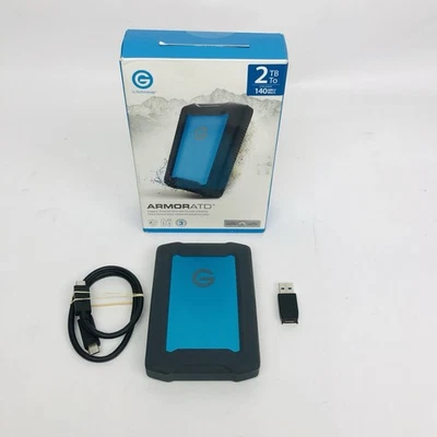 G-Technology Armor-ATD 2TB External Rugged Blue Hard Drive 0G10434-1 w/ Cord - Image 1 of 4