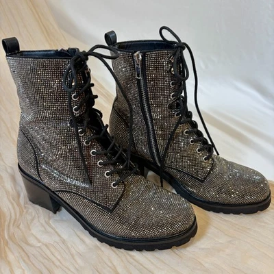 Steve Madden Bradlie Estrás Grueso Tacón Bloque Botas Combate Talla 8.5 Y2K Años 90’s Foto 1 de 4