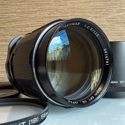 6 Elements [N MINT+ w/ Hood] Pentax SMC Takumar 135mm f2.5 Lens for M42 JAPAN - Image 1 of 4