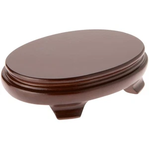 Plymor Walnut Oval Wood Veneer Footed Display Base, 6.375" W x 4.375" D x 1.5" H - Picture 1 of 1