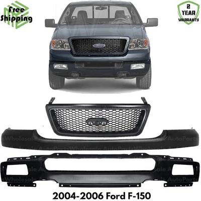 Front Bumper Face Bar Paintable & Grille Assembly Kit For 2004-2006 Ford F-150 Foto 1 de 4