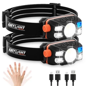 Rechargeable LED Headlamp with Stepless Dimming and Motion Sensor, IP65 Water... - Picture 1 of 7