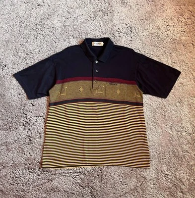 Vintage Versace Collections Golf Club Polo Shirt Striped Size L - Image 1 of 4