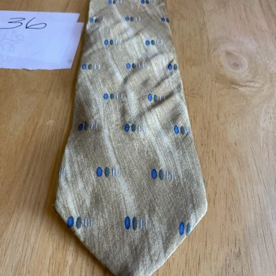 Corbata Alexander Julian Colores Seda Italiana Dorada Con Lunares Azules Ancha Foto 1 de 4