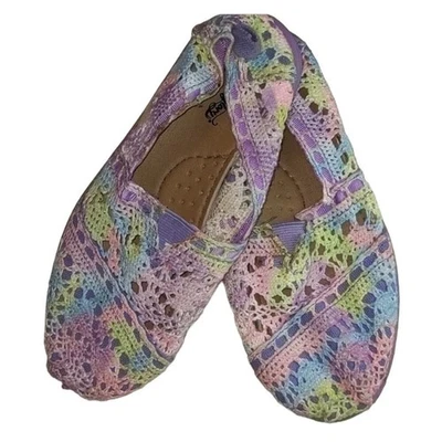 Faded Glory y2k Retro Rainbow Pastel Crochet Lace Kids tie dye shoes - Image 1 of 4