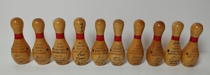 10 Vintage Mini Wooden Bowling Pins High Gloss 60s & 70s Award pins - Picture 1 of 3