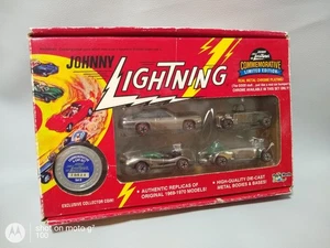 Johnny Lightning Diecast Set Limited Ed 4 Pc Silver Metal Chrome Plated Set B - Picture 1 of 7