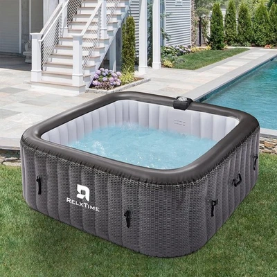 RELXTIME 73x73 Inch Portable Inflatable Hot Tub for 4-6 Person Square Spa,Black - Image 1 of 4