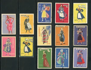 FRANCIA, ¡LOTE DE 13 ETIQUETAS PUBLICITARIAS VINTAGE MATCHBOX!! WW76 - Imagen 1 de 1