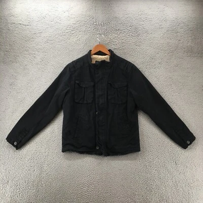 Ruff Hewn Fleece Jacket Mens S Black Cotton Long Sleeve Stand Up Collar Casual - Image 1 of 4