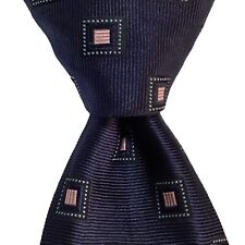 HENRY JACOBSON Reversible Men's Silk Necktie Designer Geometric Blue/Pink EUC