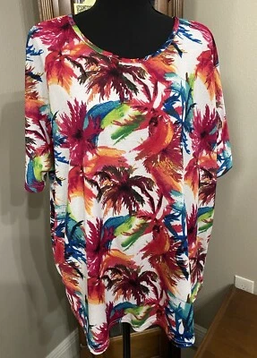 Bonworth Shirt Womens XL Palm Trees Short Sleeves Fully Lined Casual Blouse - Image 1 of 4