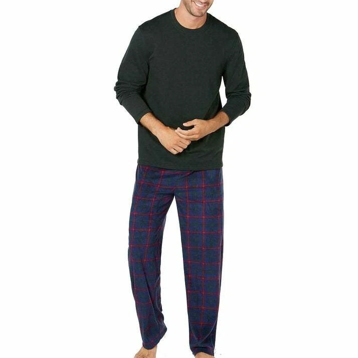 Club Room Mens Sleepwear Green Blue Red Small S Plaid Fleece Pajama Set 368